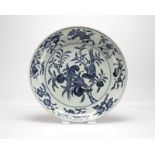 A large Ming-style blue and white pottery charger