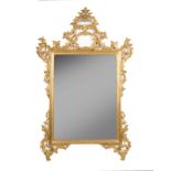 A Continental carved and giltwood wall mirror