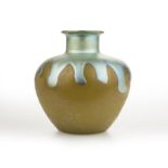 A Steuben blue Aurene and yellow jade glass vase