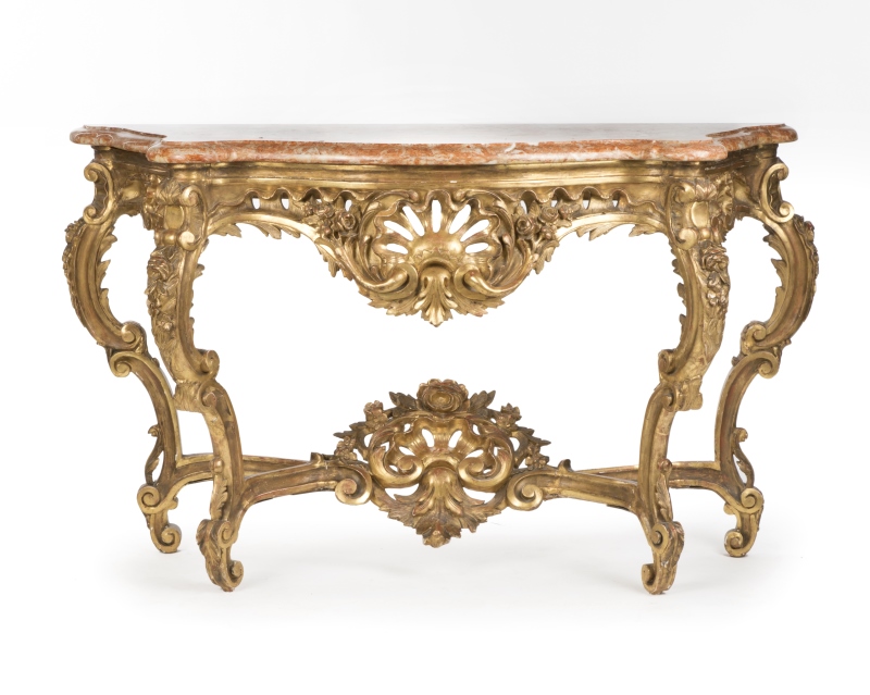 A Continental carved giltwood console table