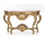 A Continental carved giltwood console table