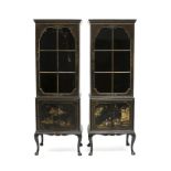 A pair of Continental chinoiserie lacquered vitrines