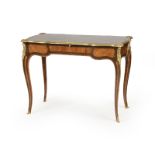 A diminutive Louis XV-style marquetry bureau plat