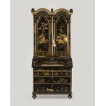 An English lacquered Chinoiserie secretary