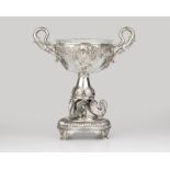 A Continental silver-mounted cut crystal compote