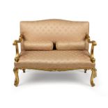 A Louis XV-style giltwood settee