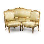 A Louis XV-style giltwood parlor suite