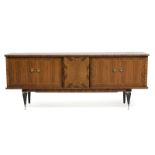 A French Macassar and satinwood sideboard