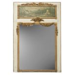 A gilt and painted trumeau mirror