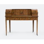 A polychrome-painted satinwood Carlton House desk