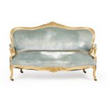 A Louis XV-style giltwood canape