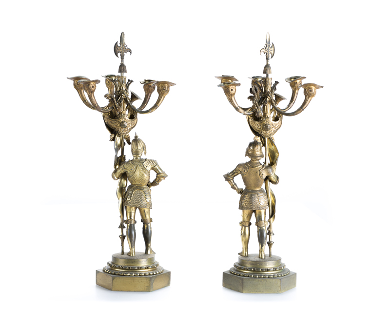 A pair of Continental gilt-bronze candelabra - Image 2 of 2