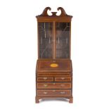 An English parquetry secretary bookcase