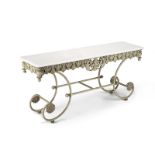 A French marble and painted metal baker's table