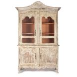 A French provincial pickled wood vitrine