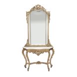 An Italian Rococo-style giltwood console table & mirror