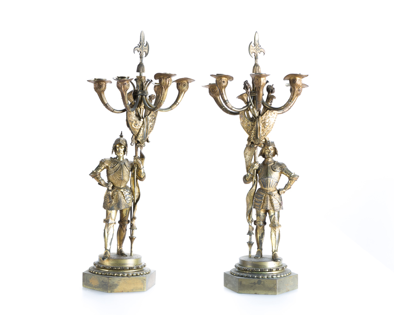 A pair of Continental gilt-bronze candelabra