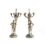 A pair of Continental gilt-bronze candelabra