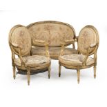 A Louis XVI-style giltwood parlor suite