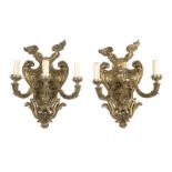 A piar of French gilt-bronze wall sconces
