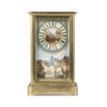 A Continental Sevres-style porcelain and brass mantel clock