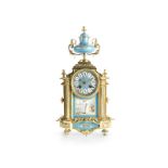 A gilt bronze and Sevres-style porcelain mantel clock