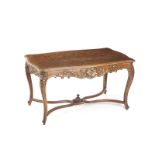 A Louis XV-style carved and parquetry library table