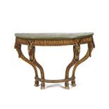 A George III giltwood demilune console table