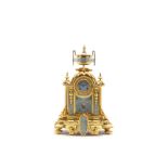 A French champleve gilt-bronze mantel clock