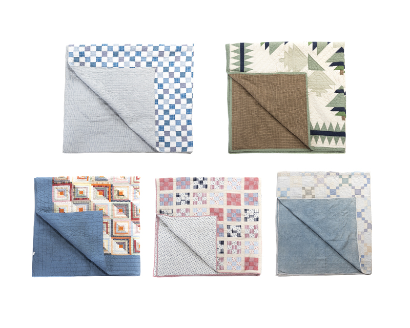 Five vintage quilts