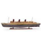 A wooden ship model of the Queen Mary