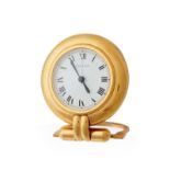 A Cartier gold-plated travel alarm clock