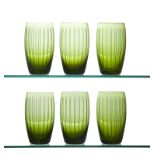 Six Hermes ''Fanfare'' green highball glasses