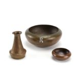 Three Arts & Crafts hammered copper objects