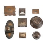 Eight Arts & Crafts hammered copper objects