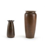 Two small Roycroft hammered copper vases