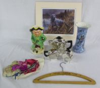 Various items inc Burleigh ware vase (a/f), vintage collars, Union castle line coat hanger,