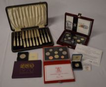 Various coins including 1996 Silver Anniversary collection, 1986 UK Proof coin collection,