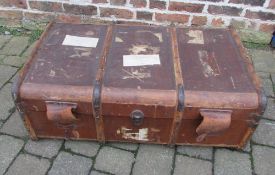 Vintage travel trunk with tray interior