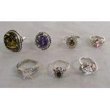 Various silver dress rings (marked 925) (7)