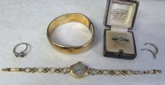 Various scrap gold inc 9ct gold ladies watch (a/f) weight (excluding face) 9.