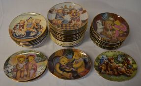 Large selection of Franklin Mint teddy bear collectors plates