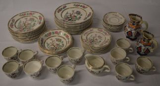 Indian tree part dinner service and two Fenton hydra jugs (af)