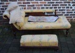 Late Victorian chaise longue and footstool