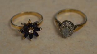 A 9ct gold ring and a 10ct gold ring, approx weight 4.