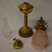 Copper and brass paraffin lamp (af - possibly converted to electricity)
