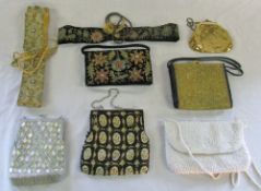 Selection of beaded and sequined vintage evening bags and belts
