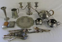Selection of silver plate inc Arts & Crafts style tea set,