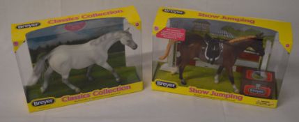 2 Breyer hand painted horse figures in box,
