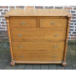 Georgian style chest of drawers with turned columns & swan neck handles